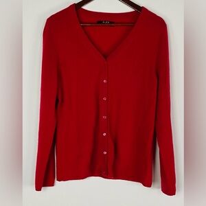 Alex Marie V-Neck Button Cashmere Cardigan in Red